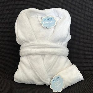 White bathrobe plus hair towel